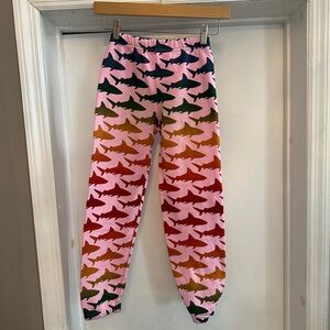 Aviator Nation Pink and Multicolor Shark Print Kids Joggers